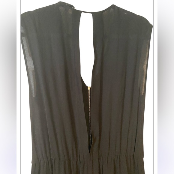 Sandro Black Viscose Silk Sleeveless Exposed Zipper V-Neck Jumpsuit Size1/Small - Picture 5 of 11
